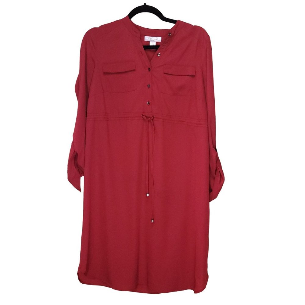 Maternity Shirt Dress - Burgundy/Red - Sz M